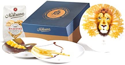 La Molisana, Gift Box Segni di Fuoco con 3 Piatti da Tavola in Ceramica e Pasta Rigacuore 500 g da Solo Grano Italiano con Confezione in Carta Riciclabile, Kit Adatto per Idee Regalo – idea regalo fiorentina