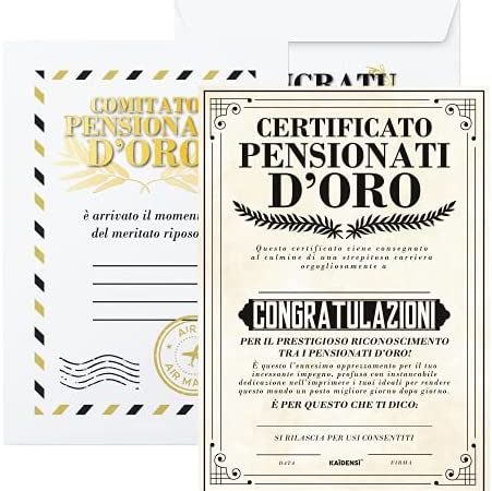 Idea Regalo Pensione Uomo Donna – Certificato Personalizzabile Pensionati d’Oro – Idee Regali per Pensionata e Pensionato Originale – Gadget Biglietto Auguri Originale – idea regalo inter