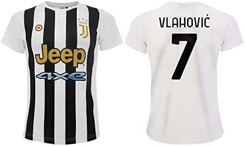 Sportbaer Maglia Calcio Dusan Vlahovic Stagione 2021 2022. Maglia Bianco Nera Numero 7. Prima Maglia. Replica Ufficiale autorizzata. Taglie da Adulto e da Bambino. – idea regalo bologna football club