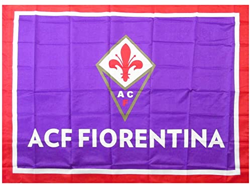 Bandiera ACF Fiorentina Modello Stemma Giglio. Viola con Bordo Rosso. Ufficiale. 140×190 – idea regalo fiorentina