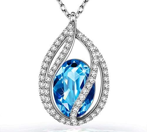 Kami Idea Collana, Lacrime della Sirena, Cristallo da Austria, Design Originale, Simbolo di Sicurezza e Felicità, Confezione Regalo, 45 + 5 cm – idea regalo laziale