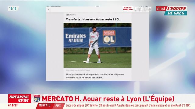 L’Équipe – Trasferimenti: Houssem Aouar rimane a OL