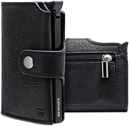 Porta Carte di Credito BEWMER 2 Schermato | Portafoglio Slim da Uomo e Donna con Rfid Protection Anticlonazione | Porta Tessere e Soldi con Portamonete (Nero) – idea regalo as roma