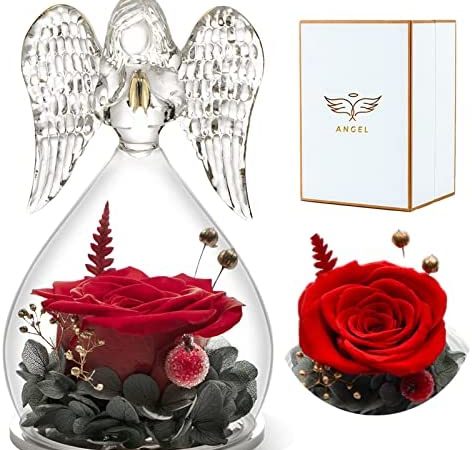 Sunia Rosa Stabilizzata Angelo Regali di Angelo per le Donne Regalo di Nonna Figurine di Angeli Regali di Compleanno Idea per la Mamma Natale Festa della Mamma Regalo – Rosso – idea regalo laziale
