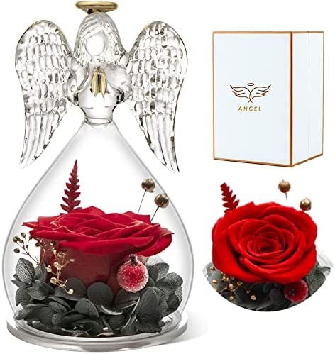 Sunia Rosa Stabilizzata Angelo Regali di Angelo per le Donne Regalo di Nonna Figurine di Angeli Regali di Compleanno Idea per la Mamma Natale Festa della Mamma Regalo – Rosso – idea regalo laziale