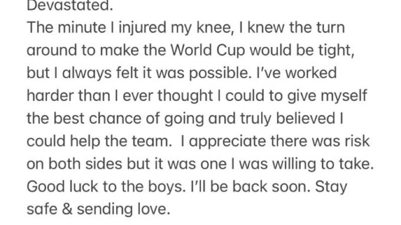 F. Romano pubblica: Dichiarazione ufficiale di Reece James: non farà parte della squadra inglese al World C…