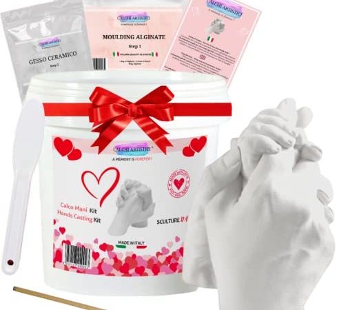 CALCHI ARTISTICI Kit XL Calco Mani Coppia 3D con Gesso e Alginato per Adulti e Bambini Idea Regalo – idea regalo udinese