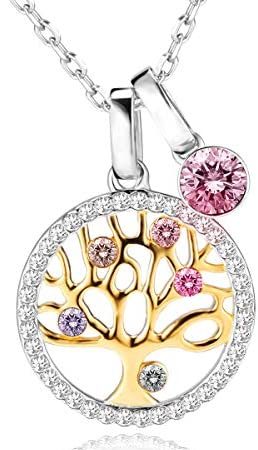 Collana Albero della Vita con Cristalli di Austria Collana Donna Gioielli in Argento 925, Idee Regalo Donna Originale per Lei Moglie Festa della Mamma Anniversario Regalo Natale Valentin’s Day – idea regalo laziale