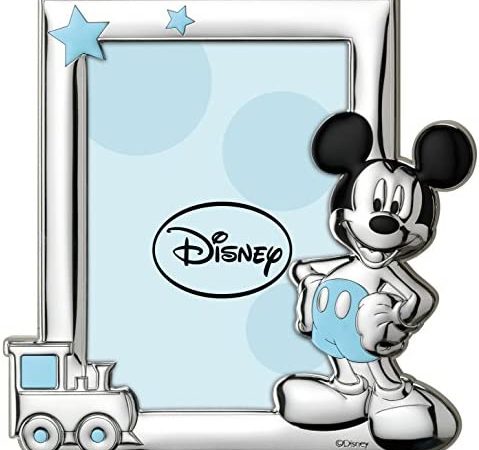 Disney Baby – Topolino Mickey Mouse – Cornice per Foto in Argento da Tavolo o Comodino per la Cameretta del Bambino perfetta come Idea Regalo Battesimo o Compleanno – idea regalo romanista