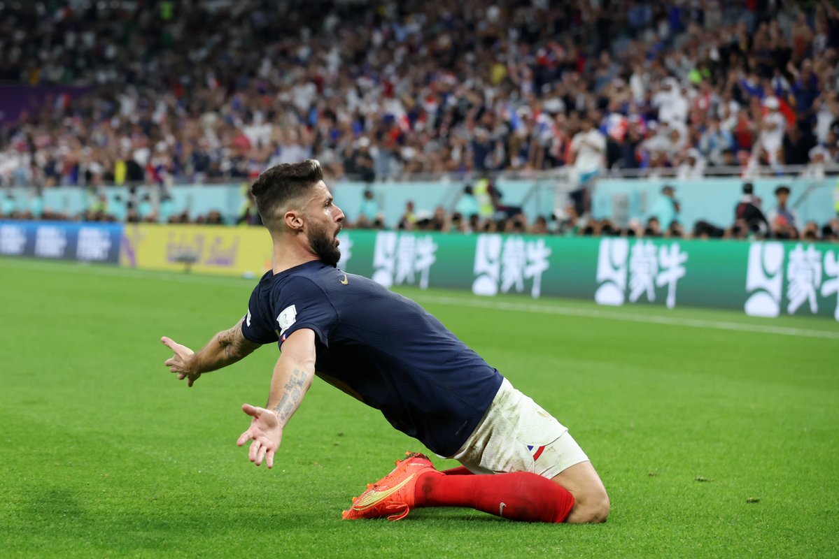 Da Twitter –  Olivier Giroud, miglior marcatore nella storia della Francia con 52 gol.  #Qatar2…