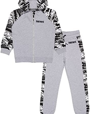 Fortnite Camo Emotes-Felpa con Cappuccio E Jogger, Colore: Grigio Melange Felpe alla Moda Bambini e Ragazzi – idea regalo juventino