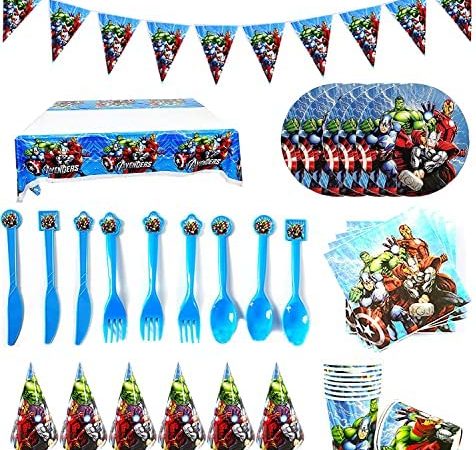 smileh Accessori Compleanno Avengers per Festa Compleanno Decorazioni Buon Bomboniere Regalo Carnevale per Carneval e Feste Stoviglie Avengers – idea regalo milanista