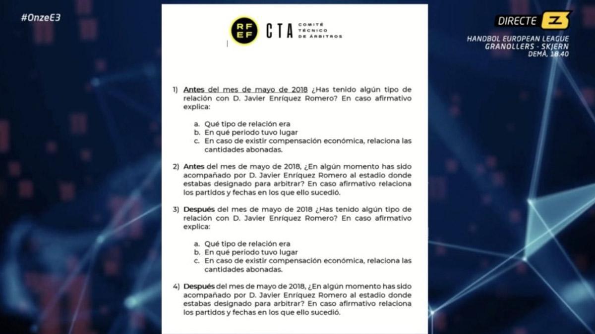 Il CTA invia un questionario agli arbitri de LaLiga per vedere il loro rapporto con il figlio di Enríquez Negreira