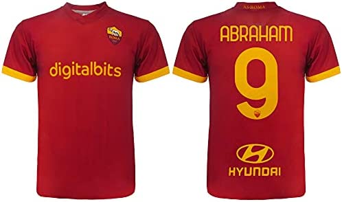 L.C. SPORT SRL Maglia Calcio Tammy Abraham Stagione 2021 2022. Maglia Giallo Rossa Numero 9. Prima Maglia. Replica Ufficiale autorizzata. Taglie da Adulto e da Bambino. – idea regalo as roma