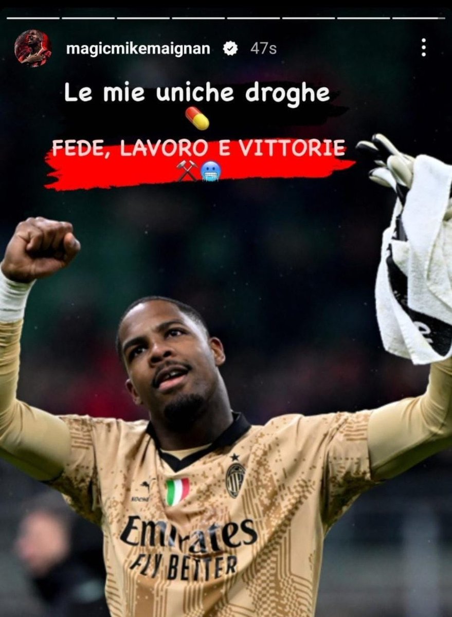 Da Twitter – Mike Maignan su Instagram: “Le mie uniche droghe sono la fede, il duro lavoro e la vittoria” #ACMila…