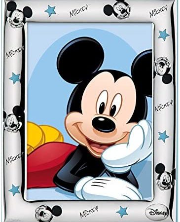Disney Baby – Topolino Mickey Mouse – Cornice Porta Foto da Tavolo in Argento per Neonato e Bambino – idea regalo juve