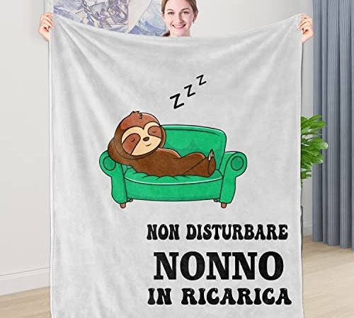 Shoppawhile Regalo Nonno Idee Flanella Bradipo Coperta 130 x 150cm Regali per Nonno Compleanno Festa del Papà Natale – idea regalo romanista