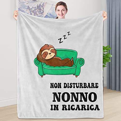 Shoppawhile Regalo Nonno Idee Flanella Bradipo Coperta 130 x 150cm Regali per Nonno Compleanno Festa del Papà Natale – idea regalo romanista