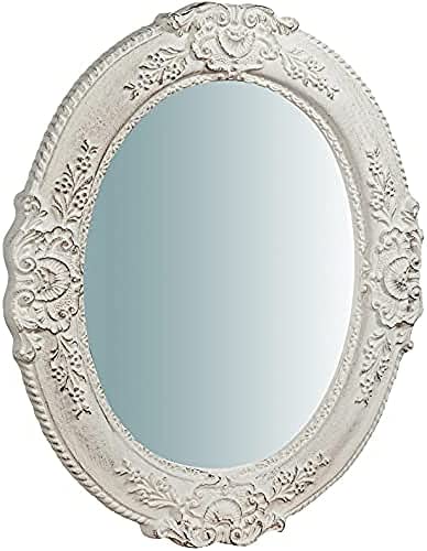 Biscottini specchio da parete bagno e camera 40x4x33 cm | Specchio ingresso da parete con ganci | Specchio bianco – idea regalo fiorentina
