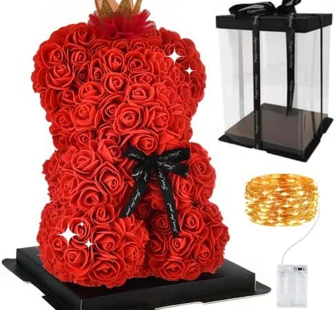GRINADA® Orso Di Rose 25 Cm Orsetto Di Rose Orsacchiotto Di Rose Pupazzo Di Fiori Teddy Bear Rose Idea Regalo Per Fidanzata Compleanno Regali Per Lei San Valentino – idea regalo romanista