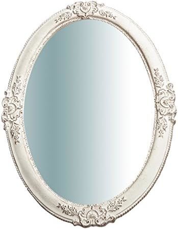 Biscottini Specchio tondo bagno 65x3x46 cm | Specchio shabby chic da parete bianco | specchio ovale bagno, ingresso e camera da letto – idea regalo fiorentina