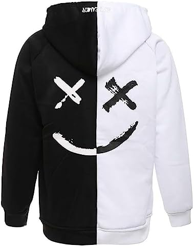 XIAOYAO Felpa da Uomo con Cappuccio Techwear Hip Hop Unisex Streetwear Patchwork Jumper – idea regalo juventino