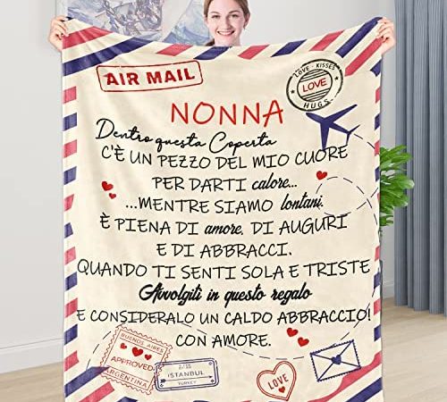 Shoppawhile Regalo Nonna Compleanno, Regali per Nonna, Idee Regalo Nonna Natale Festa Della Mamma Flanella Coperta 130 x 150cm – idea regalo romanista