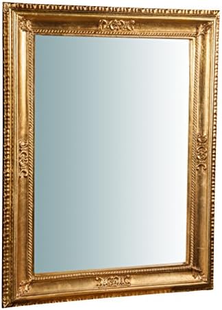 Biscottini Specchio da parete 87x67x4,5 cm Made in Italy | Specchio shabby color oro anticato | Specchio barocco | Specchio per bagno rettangolare Bullet – idea regalo fiorentina