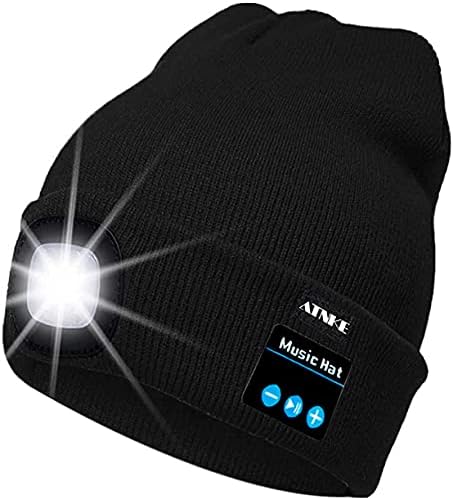 ATNKE Berretto Bluetooth con LED Illuminato, USB Ricaricabile Wireless Musicale Cappello da Corsa Ultra Bright 4 LED Impermeabile Lampada Uso per Sci Escursionismo Campeggio Ciclismo – idea regalo sampdoria
