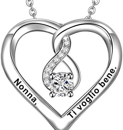 LOVORDS Collana Donna Incisa Personalizzata Argento Sterling 925 Pendente Ciondolo Cuore Infinito Regalo Mamma Madre Fidanzata Moglie Nonna Figlia – idea regalo juve