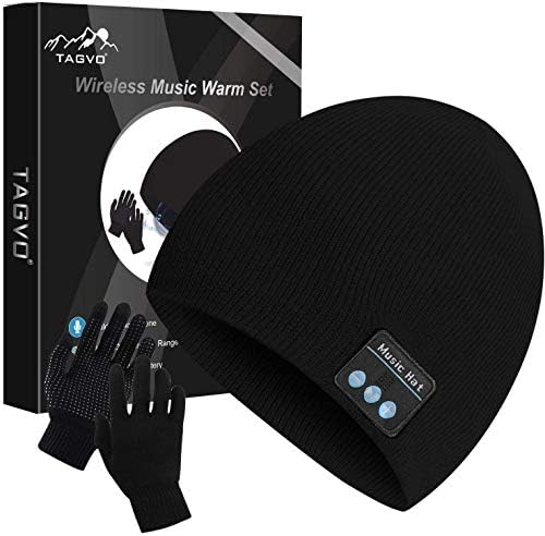 TAGVO Bluetooth V5.0 Beanie con Guanti Touchscreen Set, Inverno Caldo Lavorato a Maglia Senza Fili Bluetooth Cuffia Musica Cappello per Corsa Sci Escursionismo, Regalo di Natale – idea regalo sampdoria