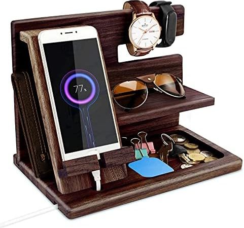 Regalo Uomo Compleanno Idee Regalo Natale Uomo Docking Station in Legno per Cellulare Supporto Portafoglio Orologio Supporto Regalo da Uomo Anniversario Regalo per Lui Marito Moglie Regalo per papà – idea regalo juve