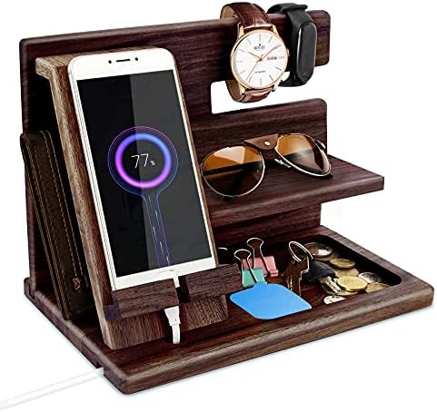 Regalo Uomo Compleanno Idee Regalo Natale Uomo Docking Station in Legno per Cellulare Supporto Portafoglio Orologio Supporto Regalo da Uomo Anniversario Regalo per Lui Marito Moglie Regalo per papà – idea regalo juve