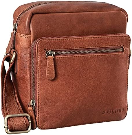 STILORD ‘Nathan’ Borsello da Uomo a tracolla in pelle Piccola borsa messenger in Cuoio a Spalla per Viaggi Escursioni – idea regalo fiorentina
