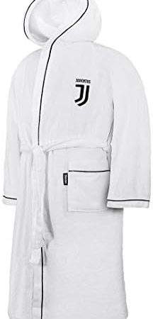 Juventus 9634 030 2131 Accappatoio salvaspazio, 100% Cotone, Bianco, Taglia 12-14 anni – idea regalo juve