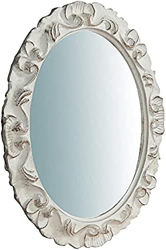 Biscottini Specchio Specchiera da Parete Stile Shabby in Legno con Finitura Bianca Anticata Misure L28xPR2xH34 cm Produzione Artigianato Fiorentino Made in Italy – idea regalo fiorentina