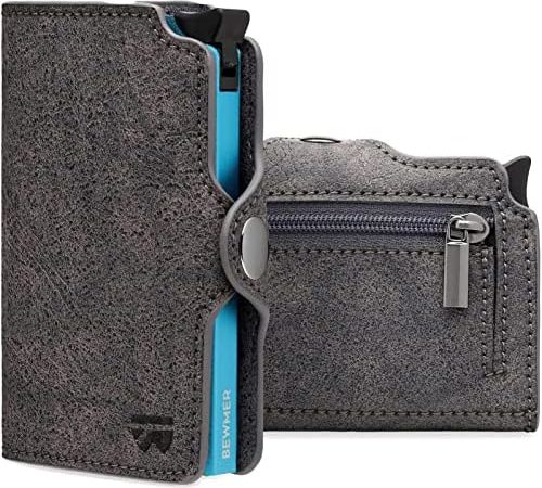 BEWMER Porta Carte di Credito 1 Schermato | Portafoglio Slim da Uomo e Donna | Porta Tessere e Documenti con Rfid Protection e Fermasoldi in Carbon Fiber – idea regalo as roma