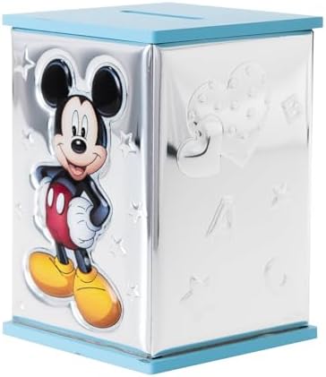 VALENTI & CO. – Disney Baby – Topolino – Salvadanaio Bambini in Argento Colorato, Idea Regalo Bambino – idea regalo romanista