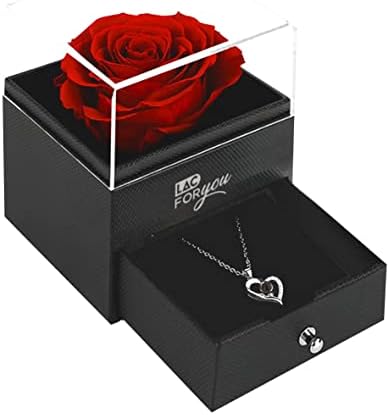 LAC Rosa Stabilizzata Vera con Collana – Idea Regalo Donna per Anniversario, Compleanno San Valentino o Natale – idea regalo udinese