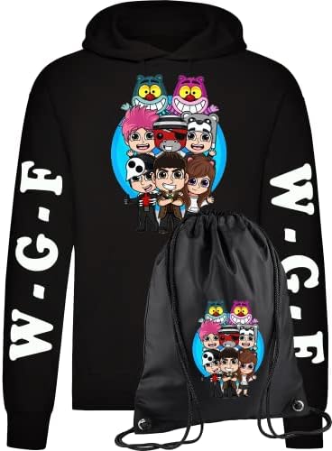 Felpa in Cotone Naturale con Cappuccio Hoodie Unisex per i Fans dei Gamer Youtuber Team -W.G.F- Videogiochi Game con Sacca Sport per Bambini Ragazzi e Adolescenti Gaming Merch (Nero – V2, 10 anni) – idea regalo romanista
