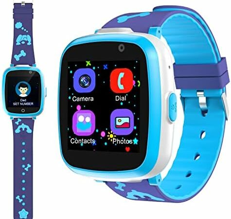 ETPARK&1 Orologio Intelligente Bambini con 6 Giochi, Smart Watch Phone per Bambini Musica MP3, Orologio Intelligente Bambini con Telefono Allarme Camera/Controllo dei genitori,3-12 Ys Regalo Bambini – idea regalo juve