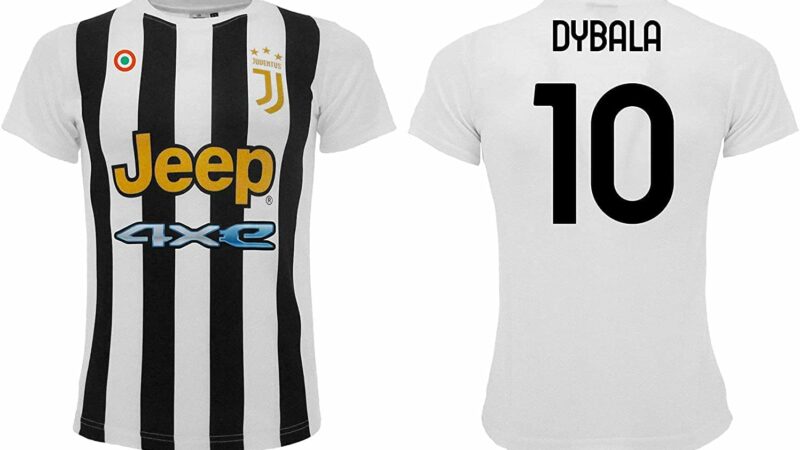 Sportbaer Maglia Calcio Paulo Dybala Stagione 2021 2022. Maglia Bianco Nera Numero 10. Prima Maglia. Replica Ufficiale autorizzata. Taglie da Adulto e da Bambino. (8 Anni) – idea regalo juve