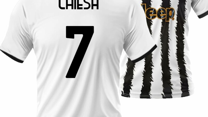 Maglia Calcio Bianco Nera 2023 2024. Maglia Personalizzata Federico Chiesa Numero 7. Replica Ufficiale. Taglie da Adulto e Bambino. – idea regalo juve