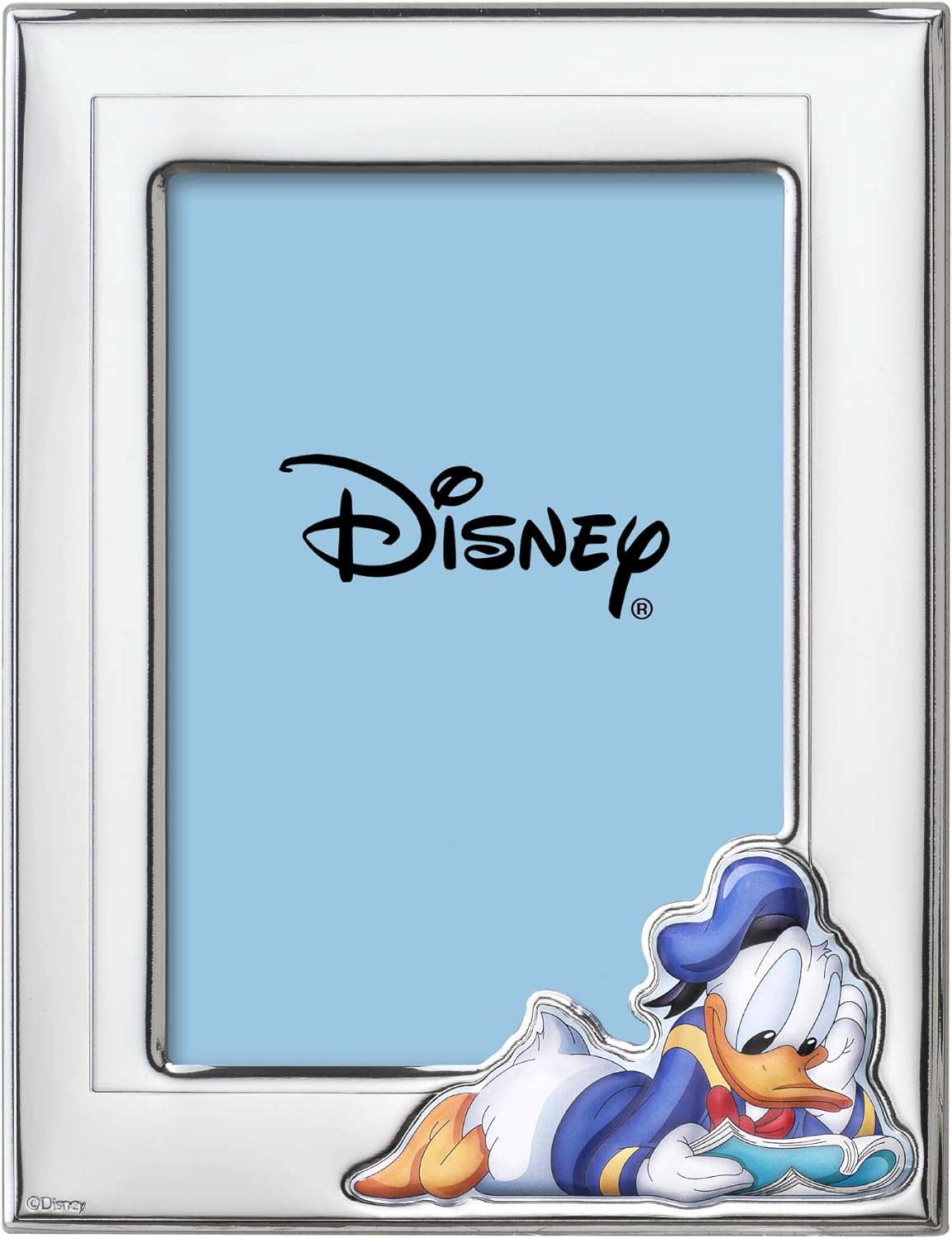 VALENTI & CO. D304-3LC Disney Baby – Paperino – Cornice Porta Foto in Argento con dettagli dipinti a Colori da Tavolo o Comodino per la Cameretta del Bambino perfetta come Idea Regalo Battesimo o Compleanno – idea regalo udinese