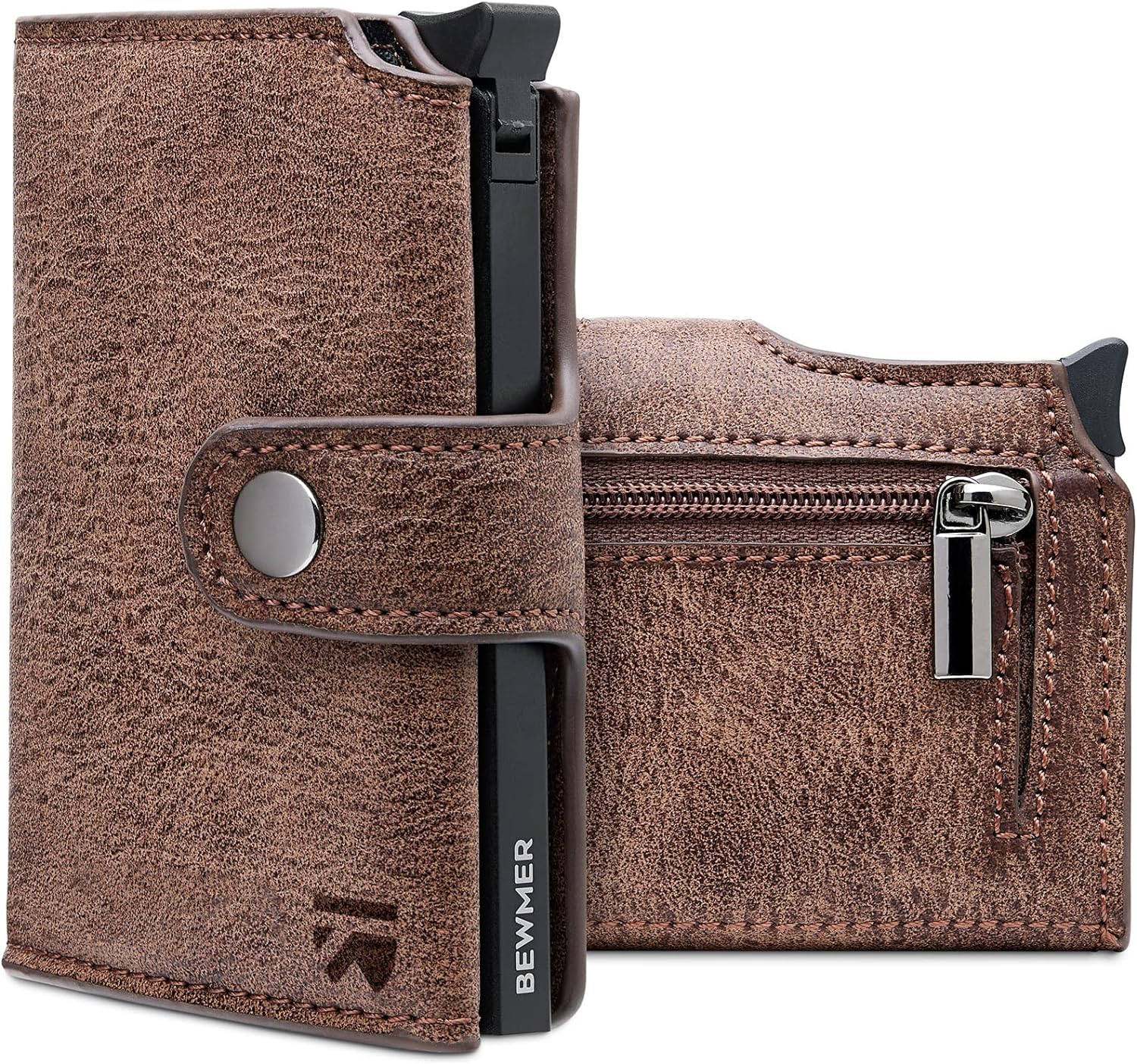 BEWMER Porta Carte di Credito 2 | Portafoglio Slim da Uomo e Donna con Rfid Protection Anticlonazione | Porta Tessere e Soldi con Portamonete – idea regalo juve