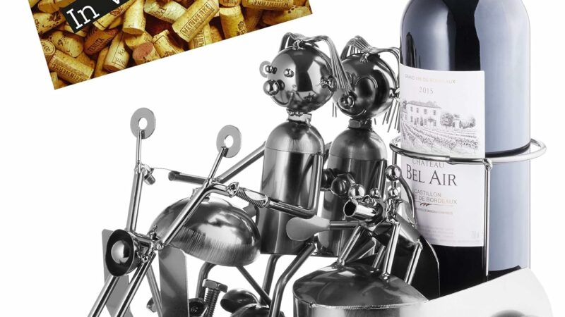 Brubaker Portabottiglie dal Design Coppia sul moto con sidecar – con Biglietto di Auguri – idea regalo romanista