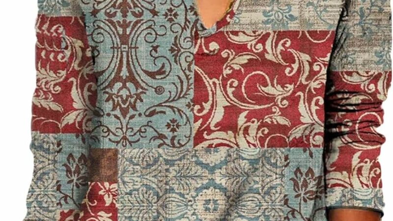 SCBFDI Magliette Donna Manica Lunga, Magliette Camicie da Donna Manica Lunga con Stampa Vintage Allenamento Top Pulsante Collo Henley Camicette Y2K Elementi Essenziali per Il Viaggio – idea regalo atalanta