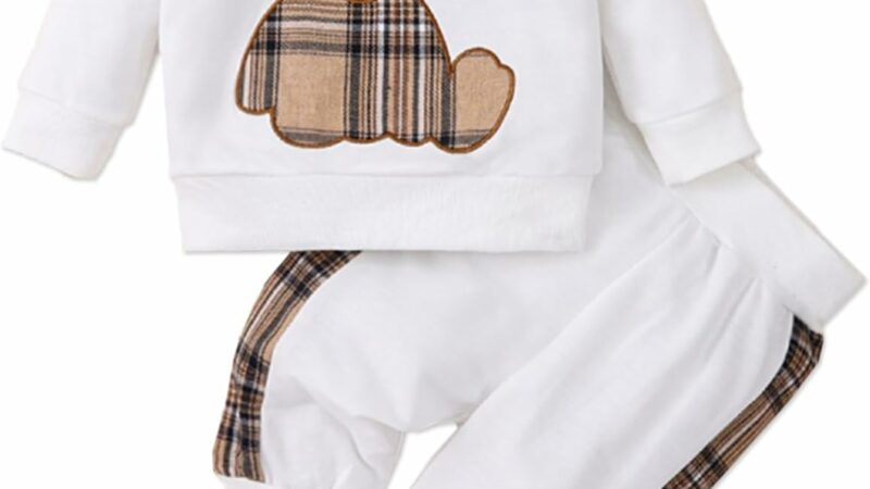 PATPAT 2 pezzi Neonato Unisex Cuciture in tessuto Orso Casual Manica lunga Set neonato Grigio Chiaro – idea regalo as roma