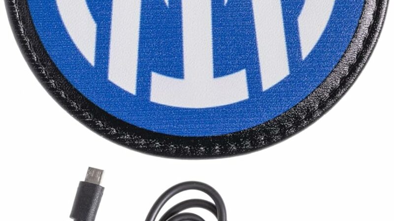 Inter Hi Tech Artisans Wireless Charger Ufficiale F.C, Caricatore Cellulare Universale, Disegnato e Stampato in Italia, Caricatore Portatile per Tifosi nerazzurri, Nero e Blu con Logo Nuovo – idea regalo inter