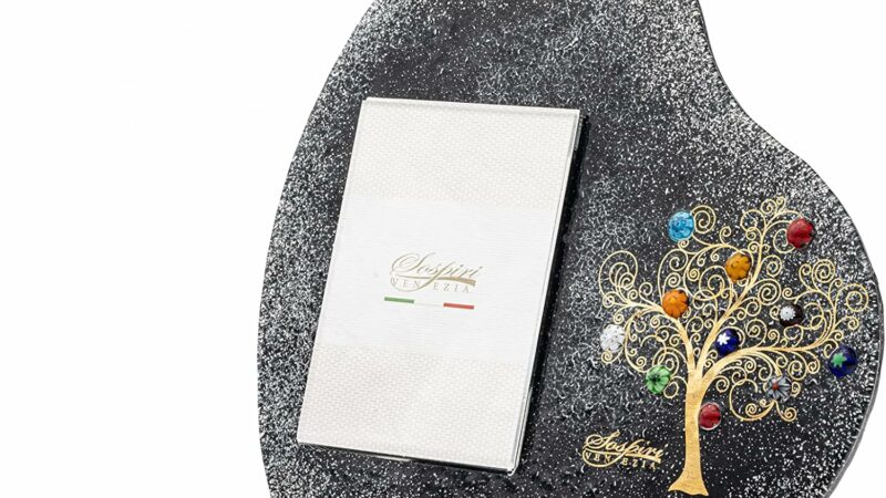 Sospiri Venezia Portafoto Vetro Murano Cornice a Cuore Decorazione Albero della Vita con Murrine Supporto da Scrivania o Tavolo Foto 7×10 cm Idea Regalo Made Italy (19×19 cm) – idea regalo romanista
